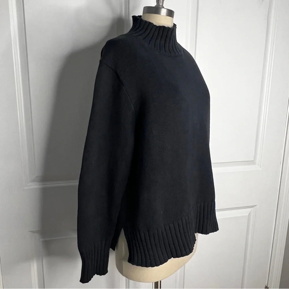 J. Crew Cotton turtleneck sweater Black Size Large